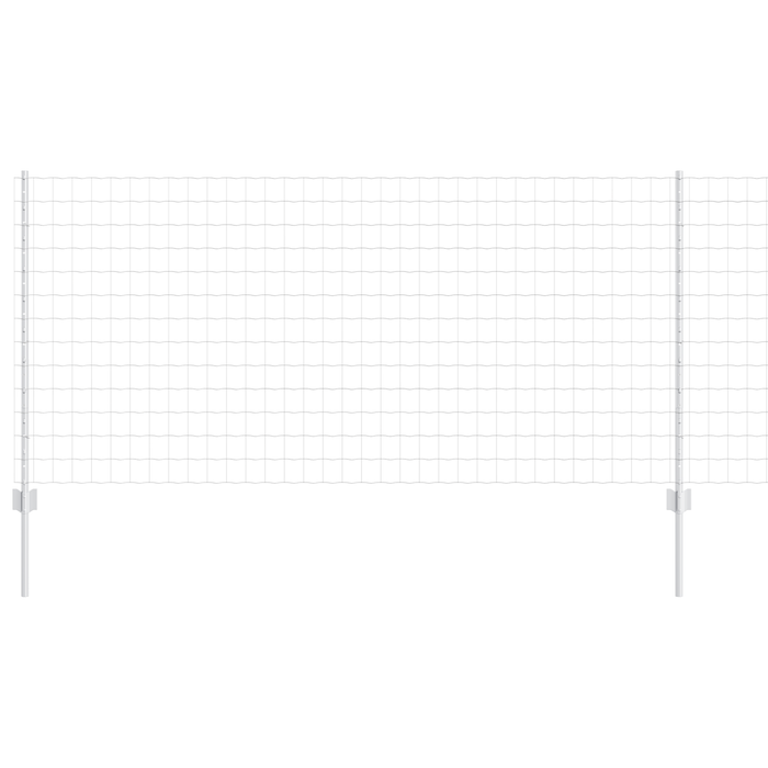 Ferro di Recinzione Euro con 22 Pali Argento 1x25 m Acciaio