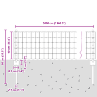 Recinzione Euro con 22 Posti U Argento 0,4x50 m Acciaio