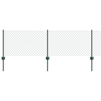 Recinzione a Maglie Metalliche con 10 Pali U Verde 0.6x10 m Acciaio