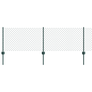 Recinzione a Maglie Metalliche con 10 Pali U Verde 0.6x10 m Acciaio