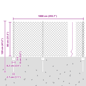 Recinzione a Maglie con 10 U Post Verde 0.8x10 m Acciaio
