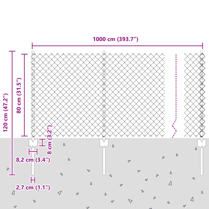 Recinzione a Maglie con 10 U Post Verde 0.8x10 m Acciaio
