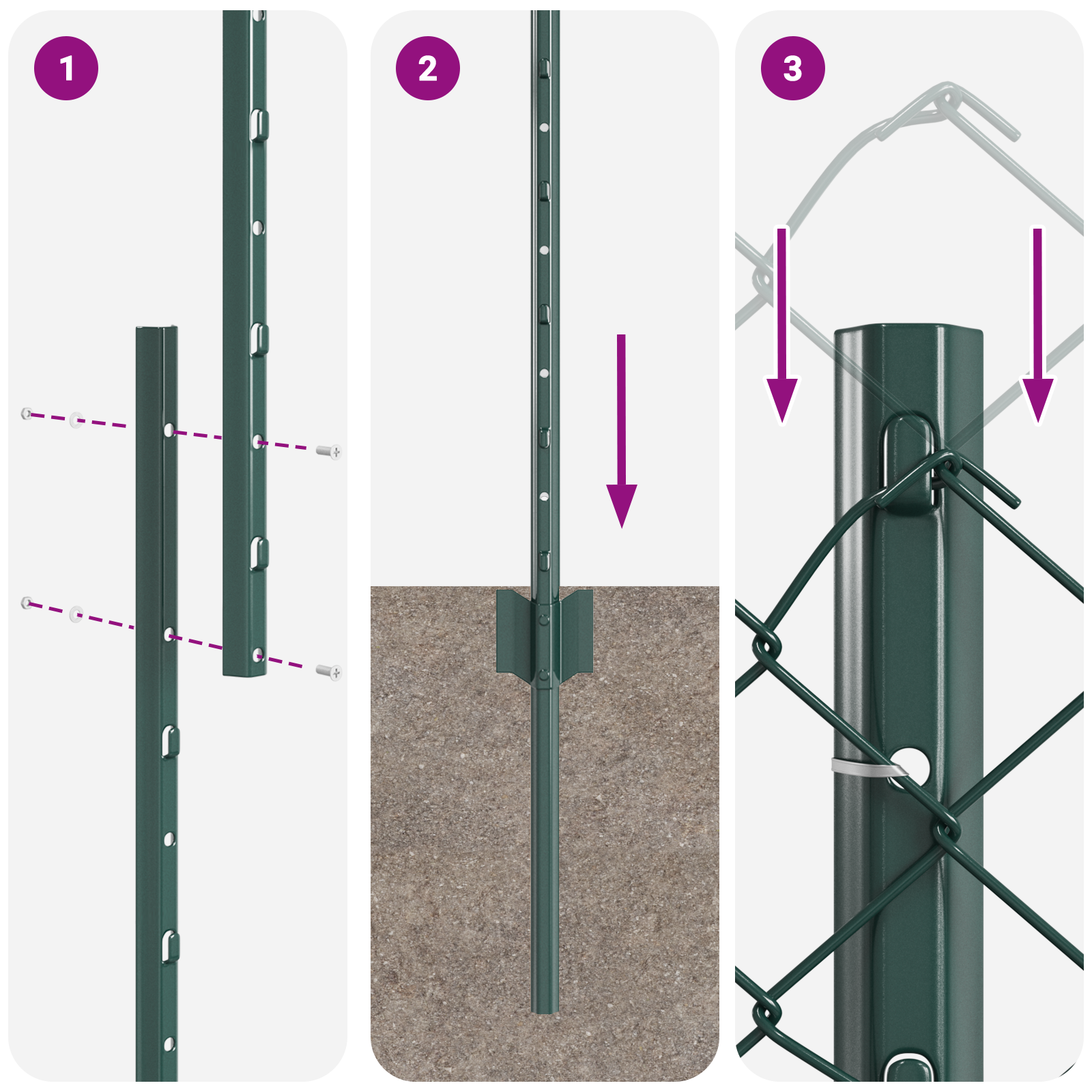 Recinzione a Maglie con 10 Pali U Verde 1x10 m Acciaio