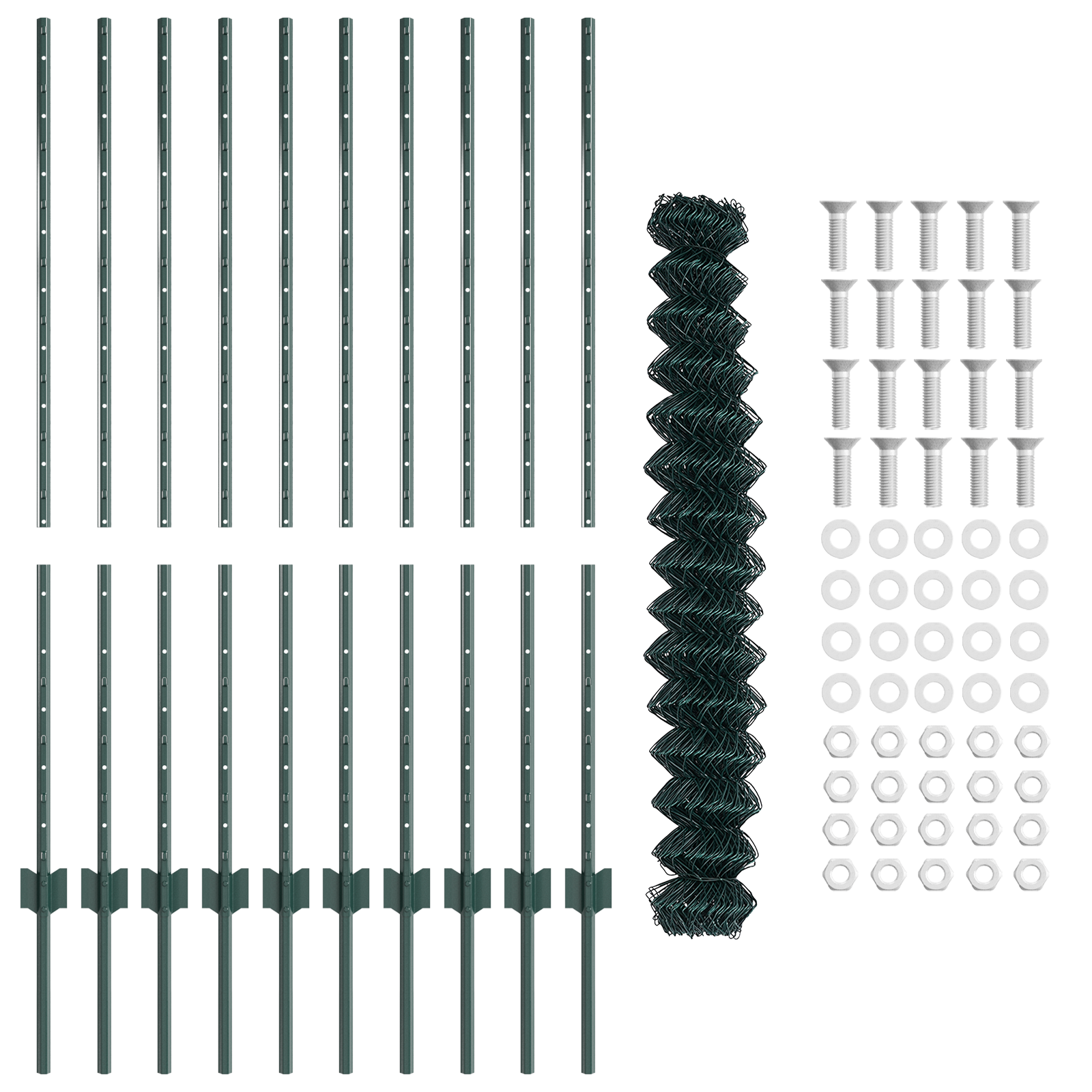 Recinzione Metallica con 10 Post U Verde 1.2x10 m Acciaio