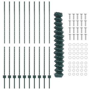 Recinto in Rete Metallica con 10 Pali U Verde 1.5x10 m Acciaio