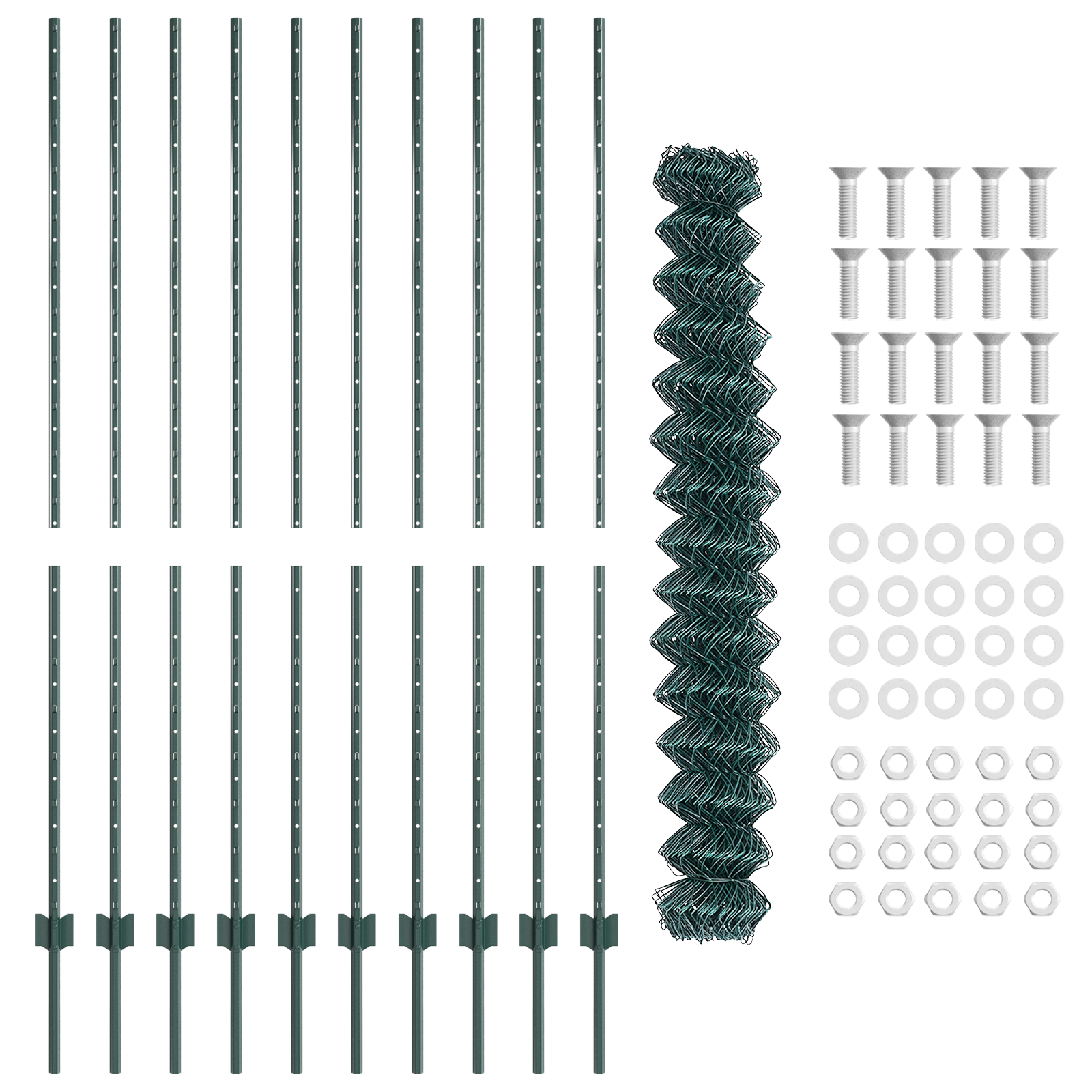 Recinzione a Maglie con 10 Pali U Verde 1,6x10 m Acciaio