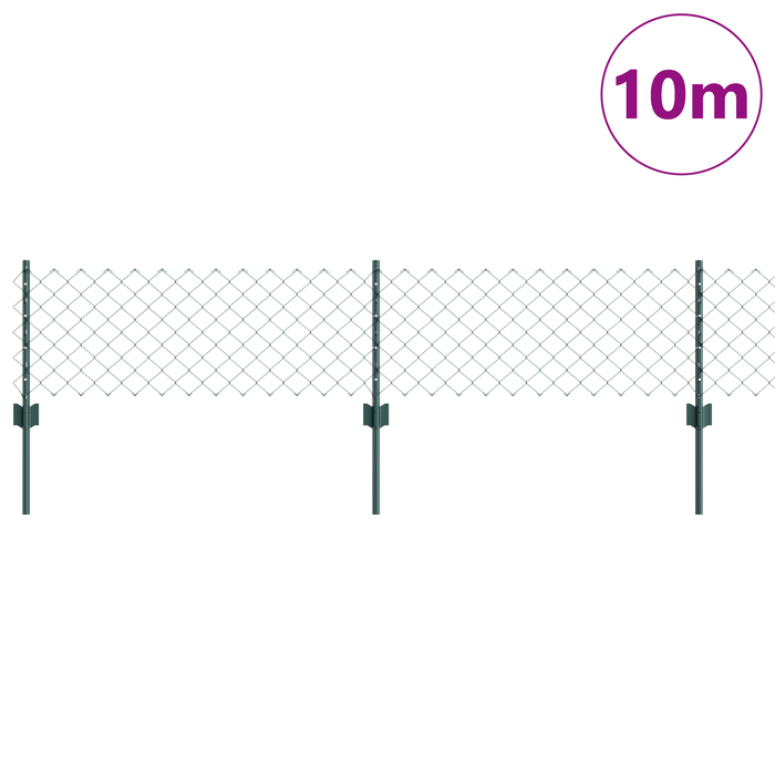 Recinzione in Rete Metallica con 10 Posti Verde 0.4x10 m Acciaio