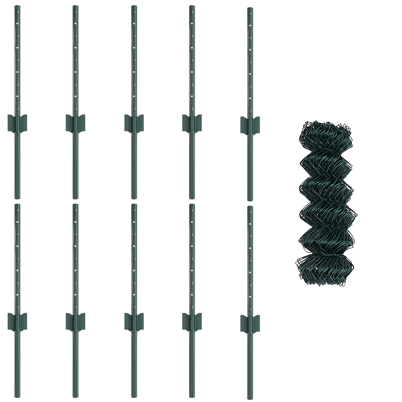 Recinzione in Rete Metallica con 10 Posti Verde 0.4x10 m Acciaio