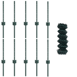 Recinzione in Rete Metallica con 10 Posti Verde 0.4x10 m Acciaio