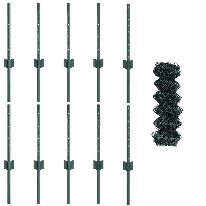 Recinzione in Rete Metallica con 10 Posti Verde 0.4x10 m Acciaio