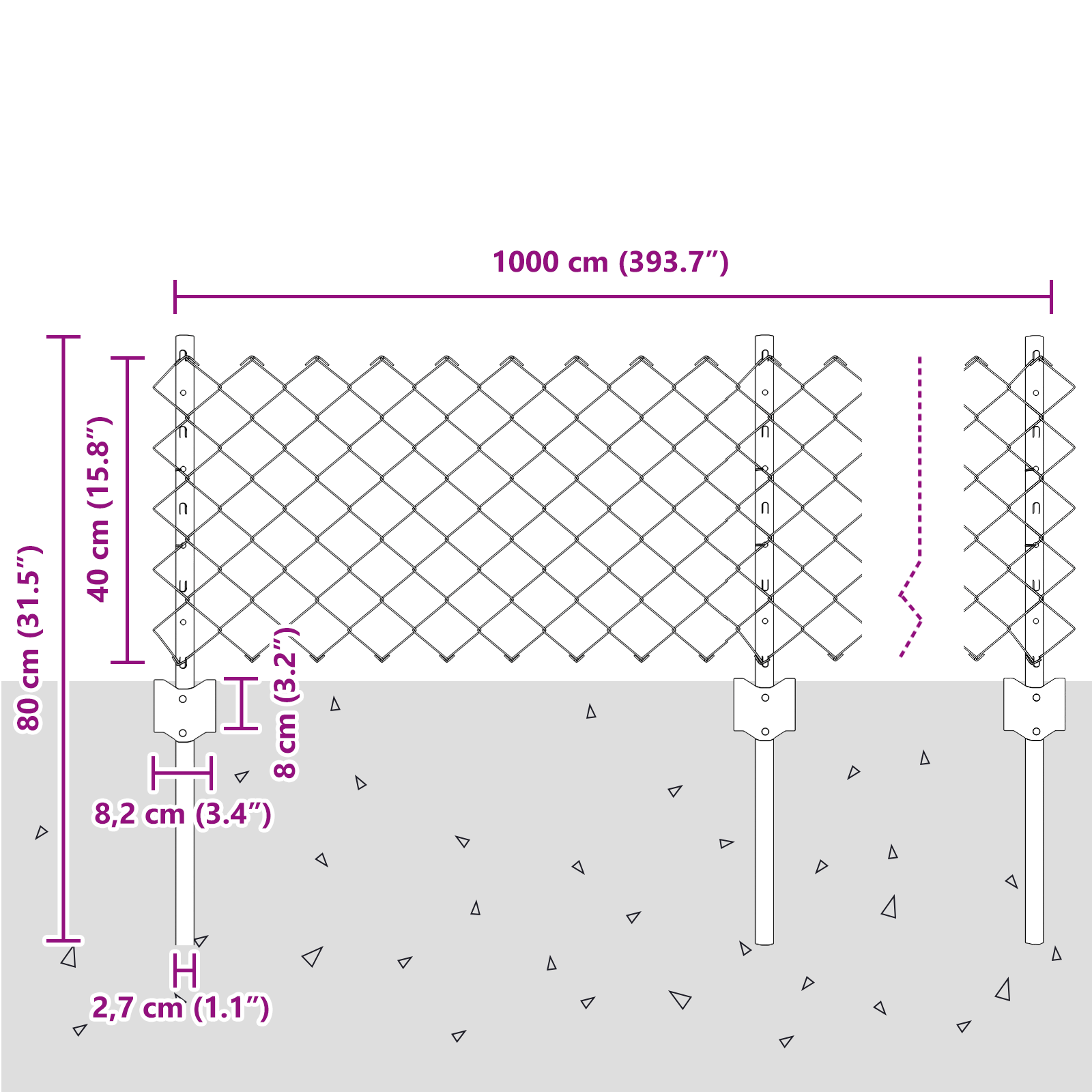 Recinzione in Rete Metallica con 10 Posti Verde 0.4x10 m Acciaio