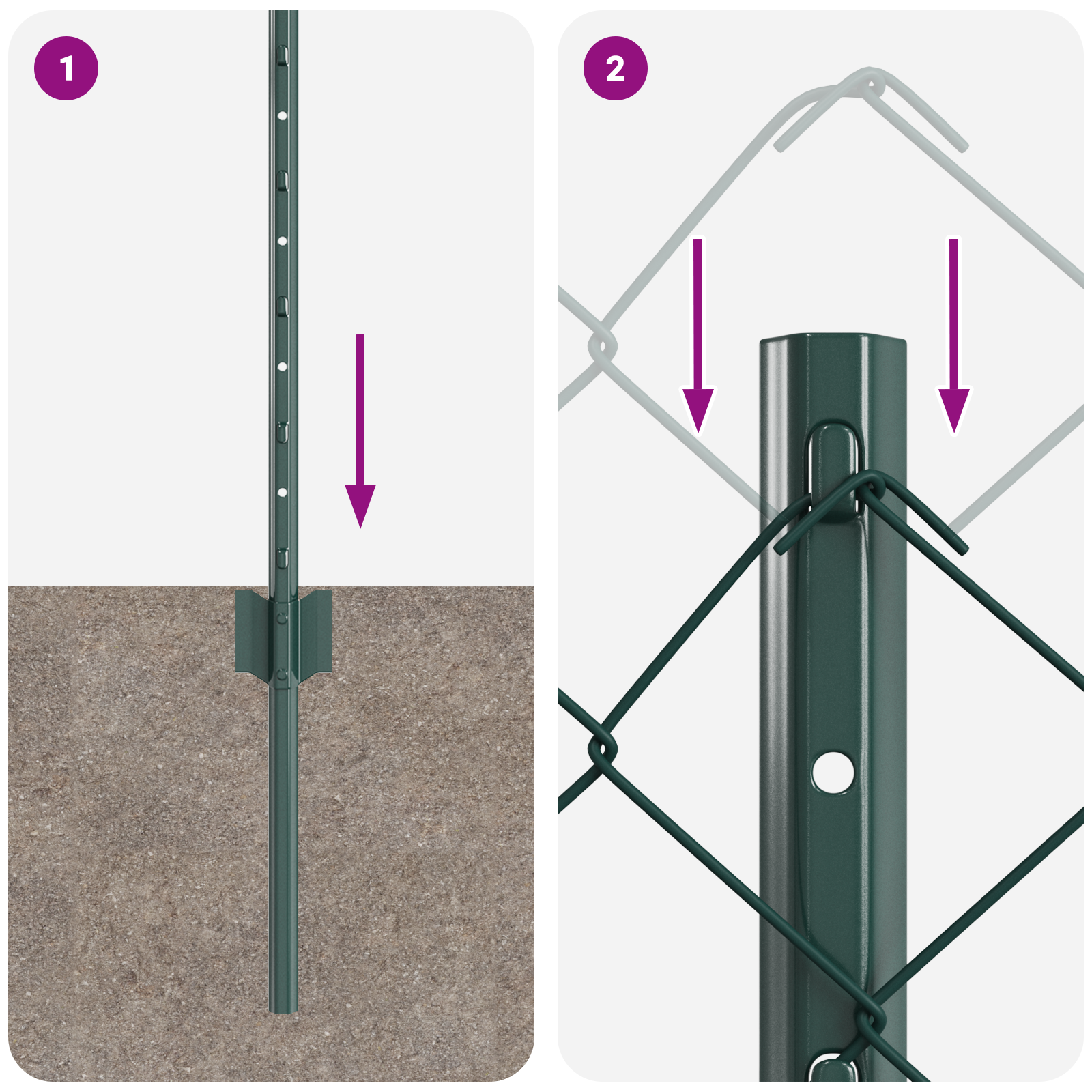 Recinzione a Catena con 10 Post U Verde 0.6x10 m Acciaio