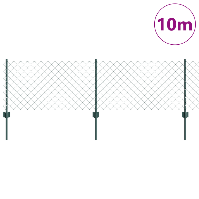 Recinzione a Catena con 10 Post U Verde 0.6x10 m Acciaio