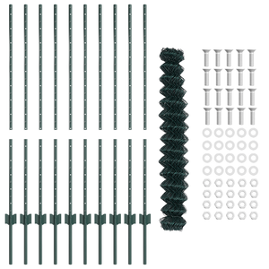 Recinzione a Maglie Metalliche con 10 Post U Verde 1.2x10 m Acciaio