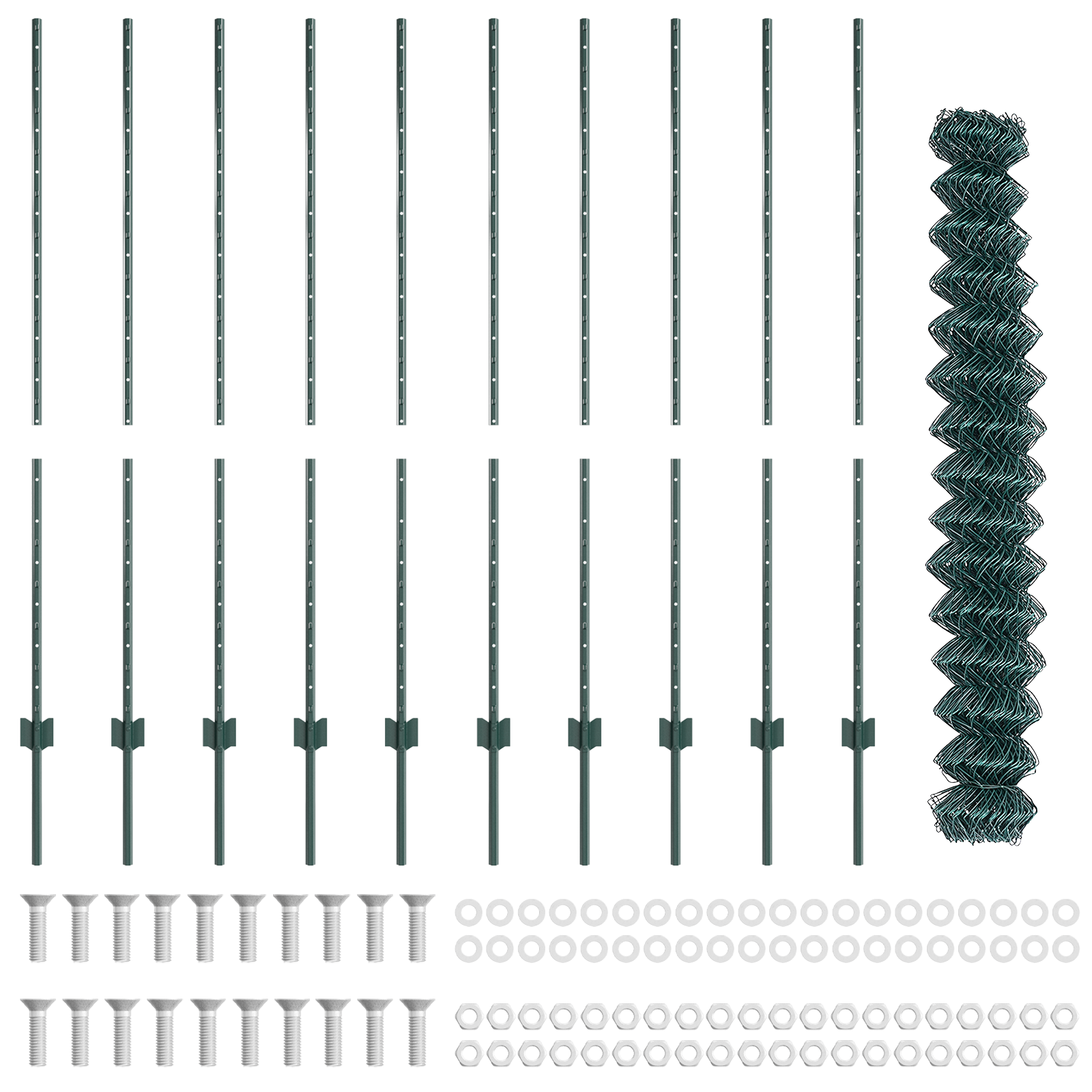 Recinzione in Rete Metallica con 10 Post U Verde 1.4x10 m Acciaio