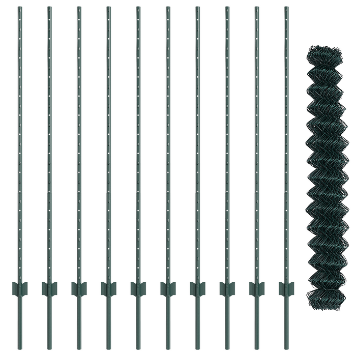 Recinzione in Rete Metallica con 10 Post U Verde 1.4x10 m Acciaio
