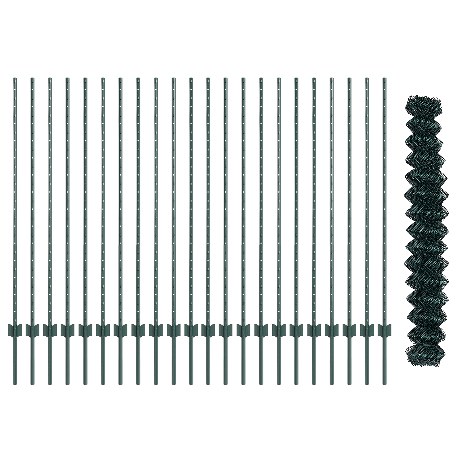 Recinzione a Maglie con 22 Posti a U Verde 1.4x25 m Acciaio