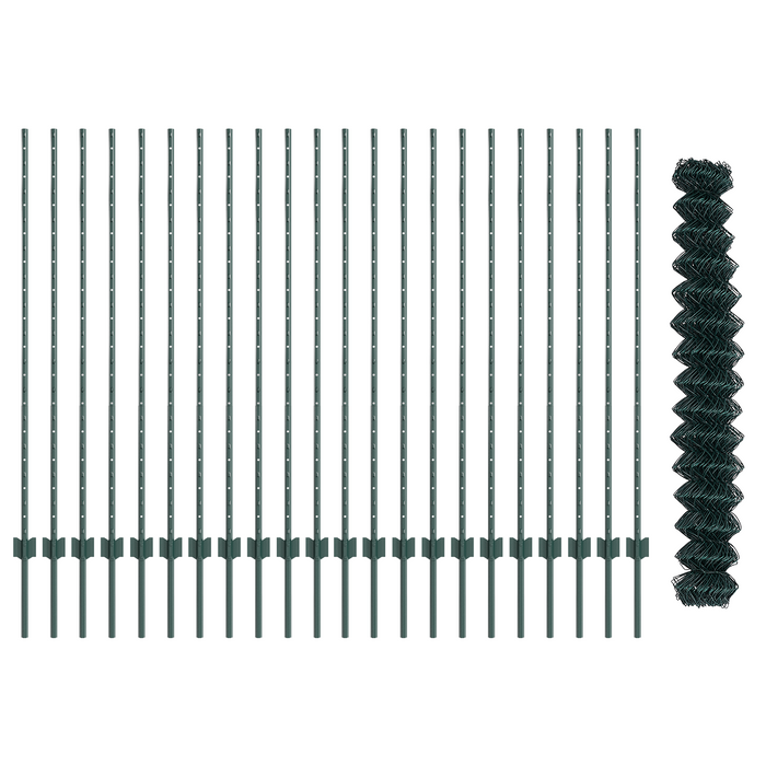 Recinzione a Maglie con 22 Posti a U Verde 1.4x25 m Acciaio