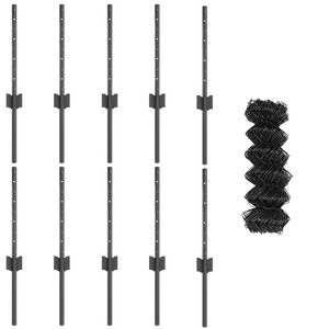 Recinzione a Maglie con 10 Post U Grigi 0.4x10 m in Acciaio