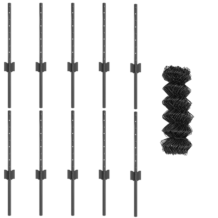 Recinzione a Maglie con 10 Post U Grigi 0.4x10 m in Acciaio