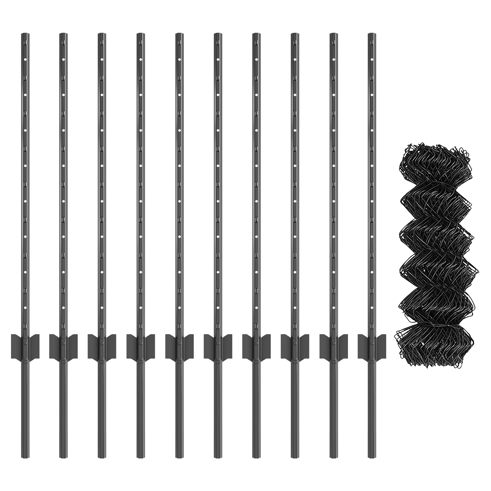 Recinzione in Rete Metallica con 10 Post U Grigio 0.8x10 m in Acciaio