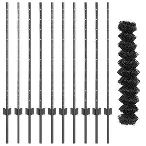 Recinzione a maglie con 20 pali U grigi 1x10 m in acciaio