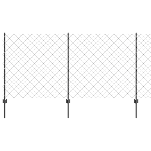 Recinzione a Catena con 20 Pali U Grigia 1,2x10 m Acciaio
