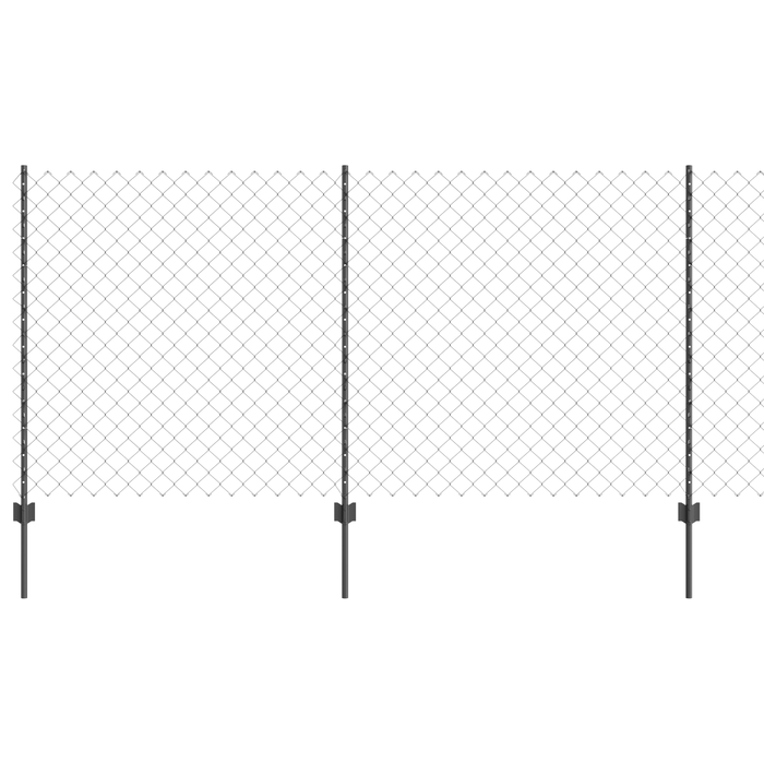 Recinzione a Catena con 20 Pali U Grigia 1,2x10 m Acciaio