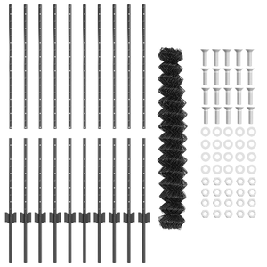 Recinzione a Catena con 20 Pali U Grigia 1,2x10 m Acciaio