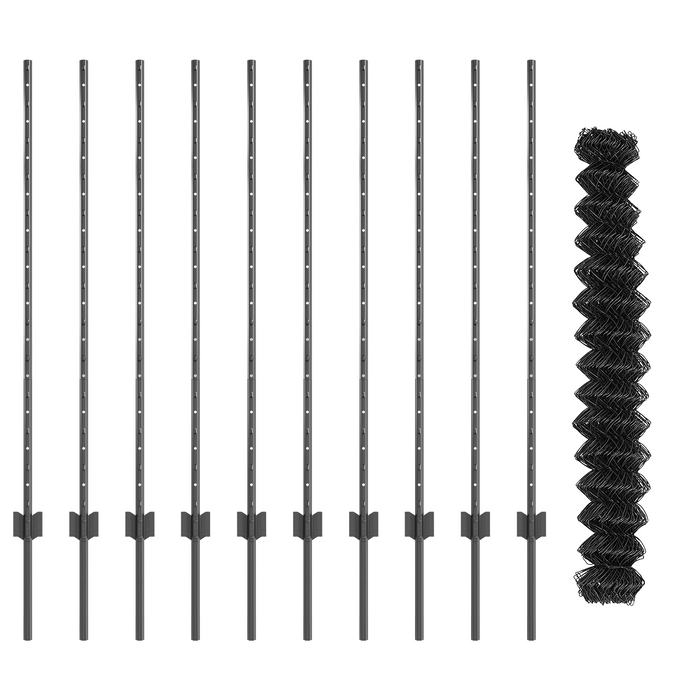 Recinzione a Catena con 20 Pali U Grigia 1,2x10 m Acciaio