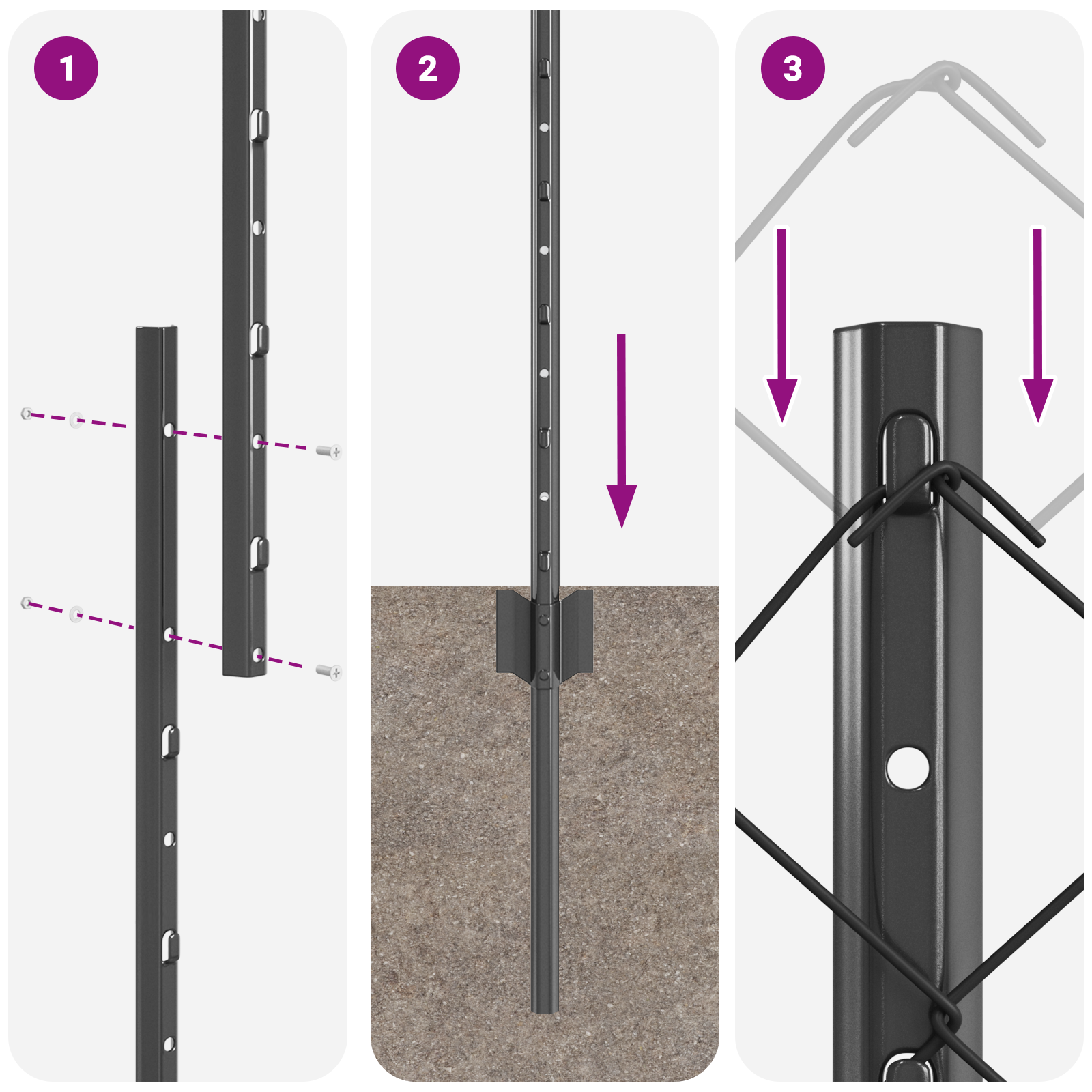 Recinzione a Maglie Sciolte con 20 U Post Grigio 1.4x10 m Acciaio