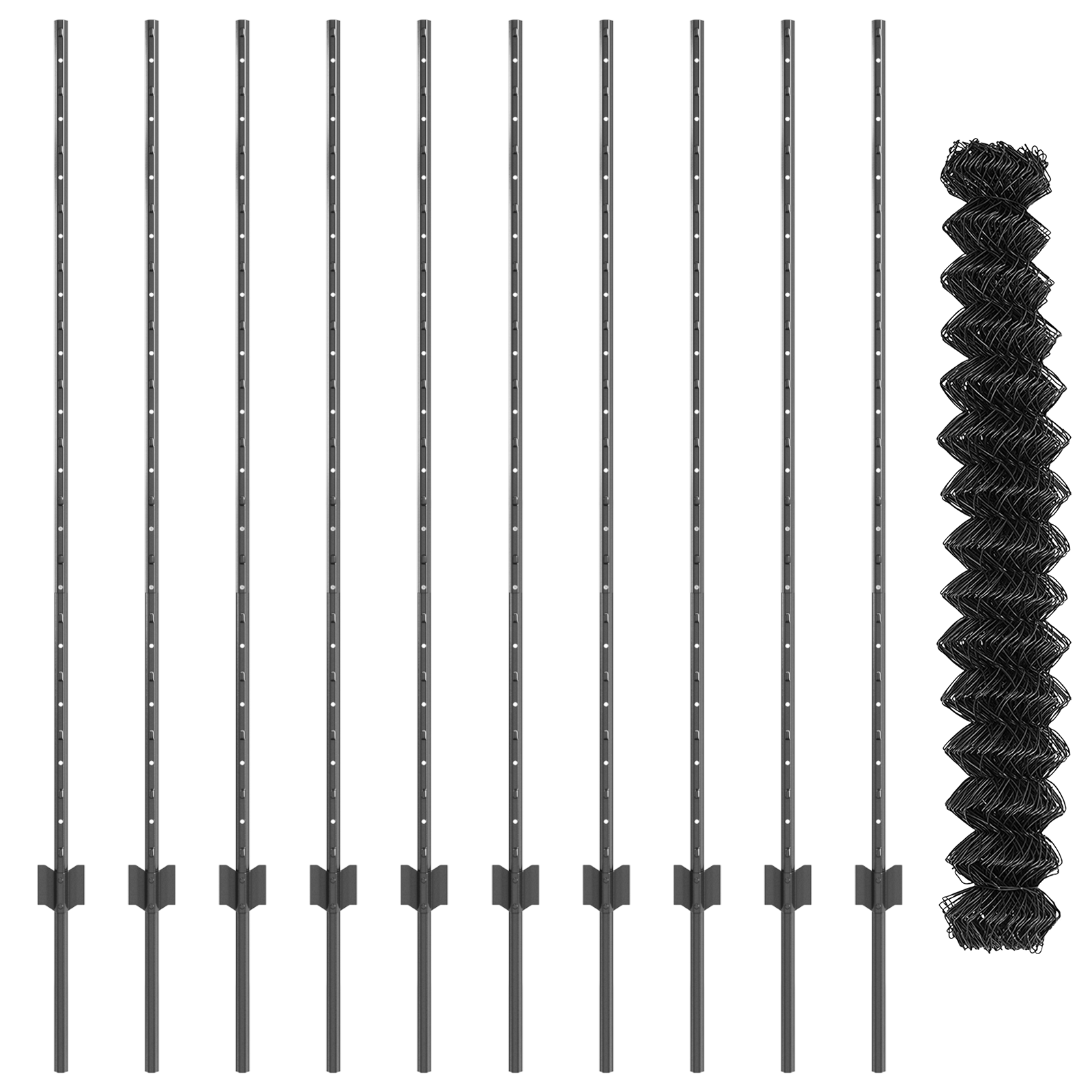 Recinzione a Maglie Sciolte con 20 U Post Grigio 1.4x10 m Acciaio