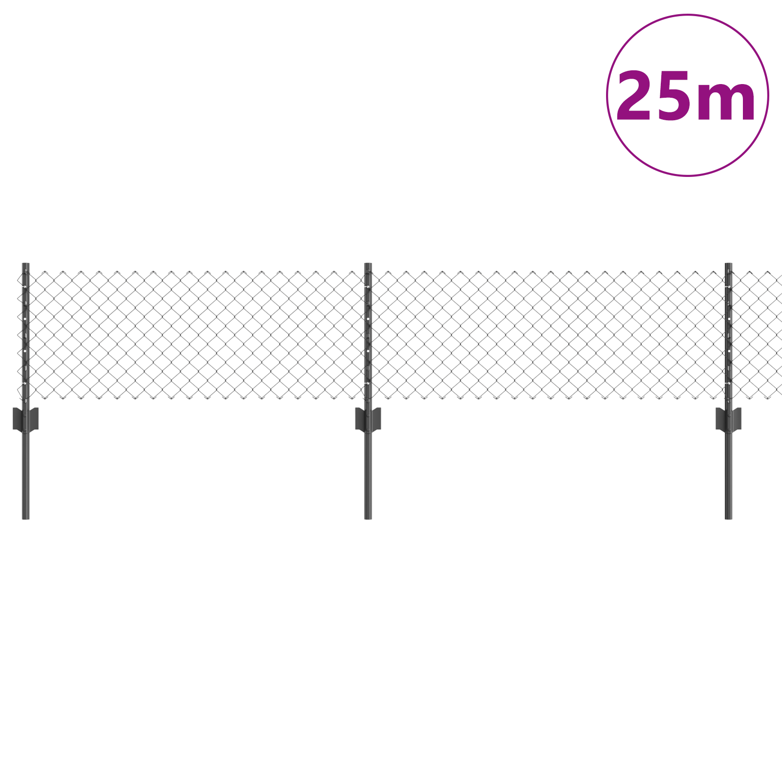 Recinzione a Maglia con 22 Post U Grigi 0.4x25 m in Acciaio