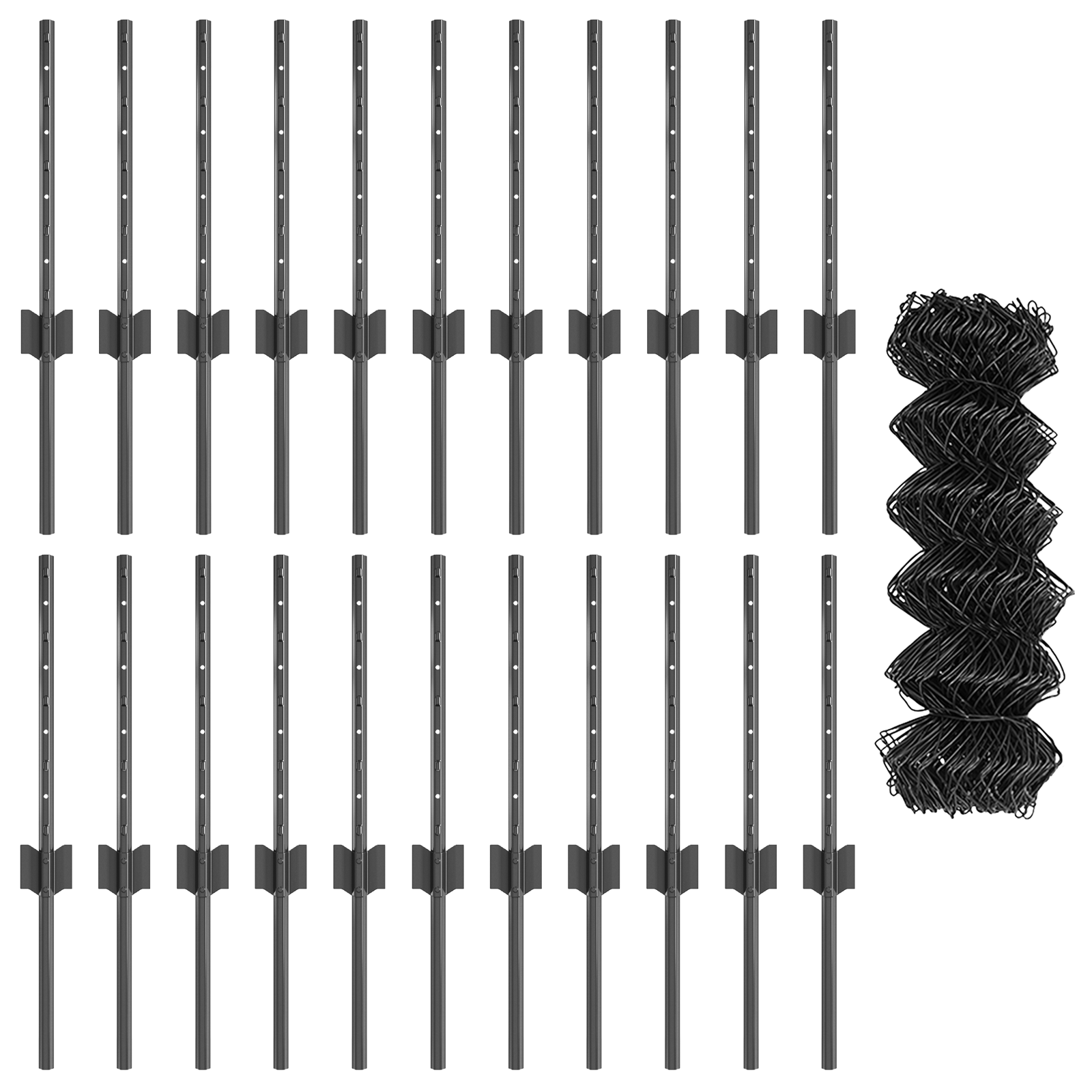 Recinzione a Maglia con 22 Post U Grigi 0.4x25 m in Acciaio