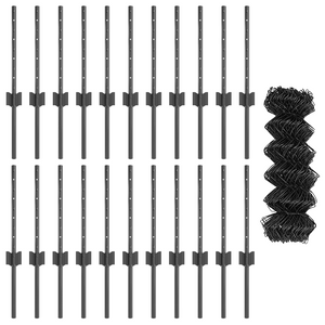 Recinzione a Maglia con 22 Post U Grigi 0.4x25 m in Acciaio