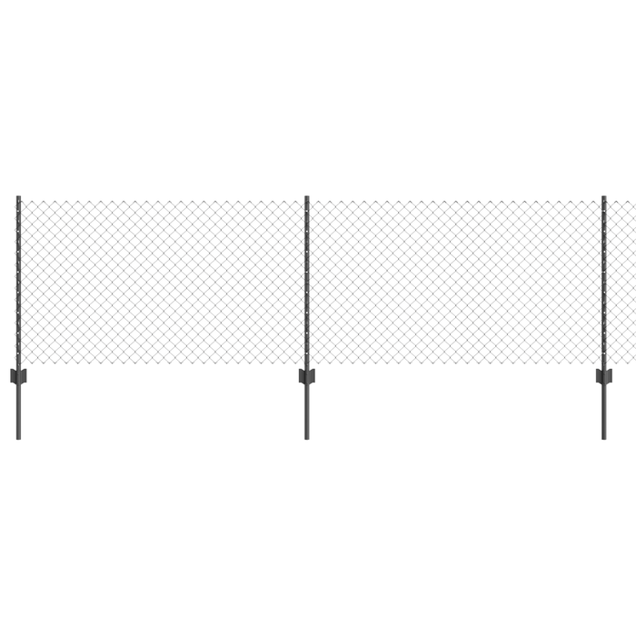 Recinzione a Catena con 22 Post U Grigi 0.8x25 m in Acciaio