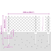 Recinzione a Maglia Chain Link con 22 Post U Grigio 0.4x25 m Acciaio