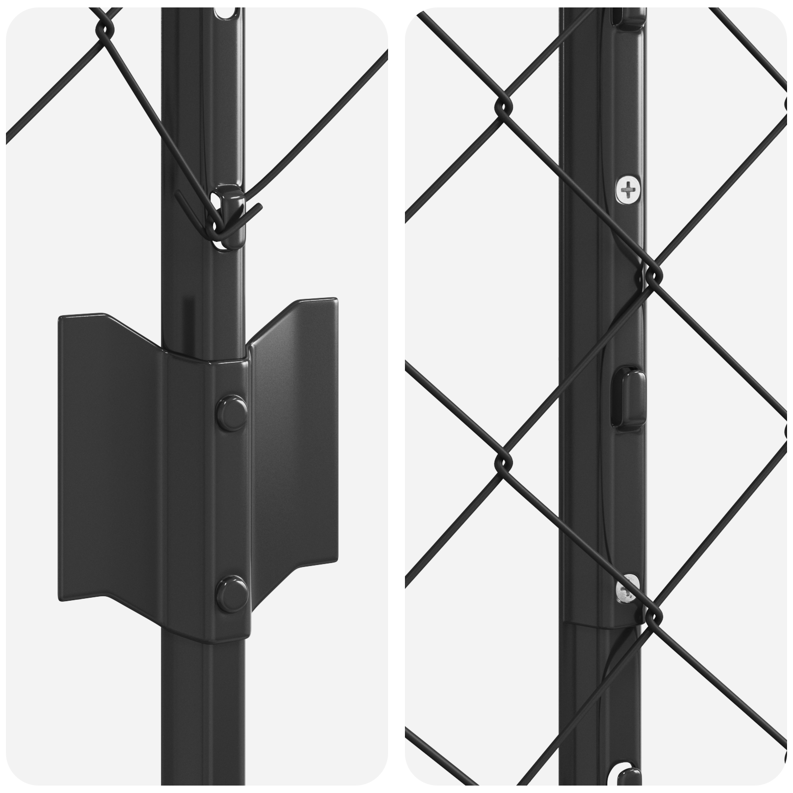 Recinzione a Maglia Chain Link con 44 U Post Grigio 1.4x25 m Acciaio