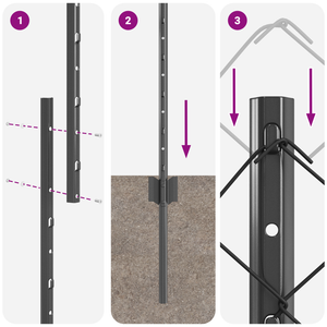 Set di Recinzione a Catena Set di 2 Grigio Acciaio Zincato