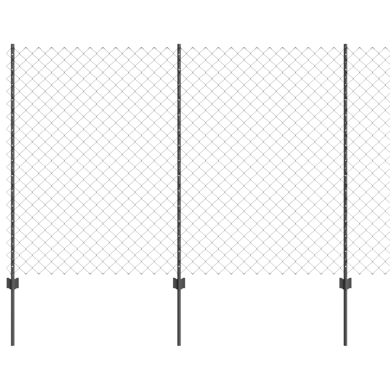 Set di Recinzione a Catena Set di 2 Grigio Acciaio Zincato