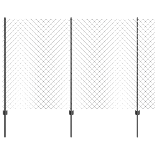 Set di Recinzione a Catena Set di 2 Grigio Acciaio Zincato