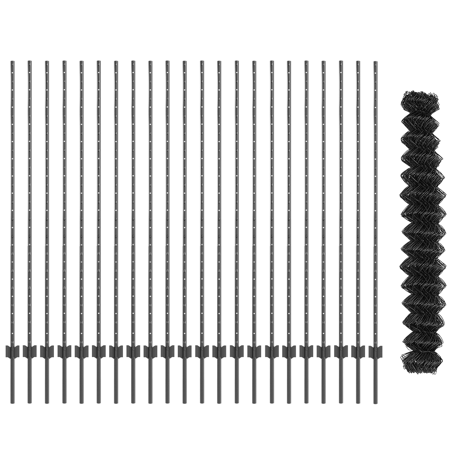 Recinto in catena con 44 U Posts Grigio 1.6x25 m Acciaio