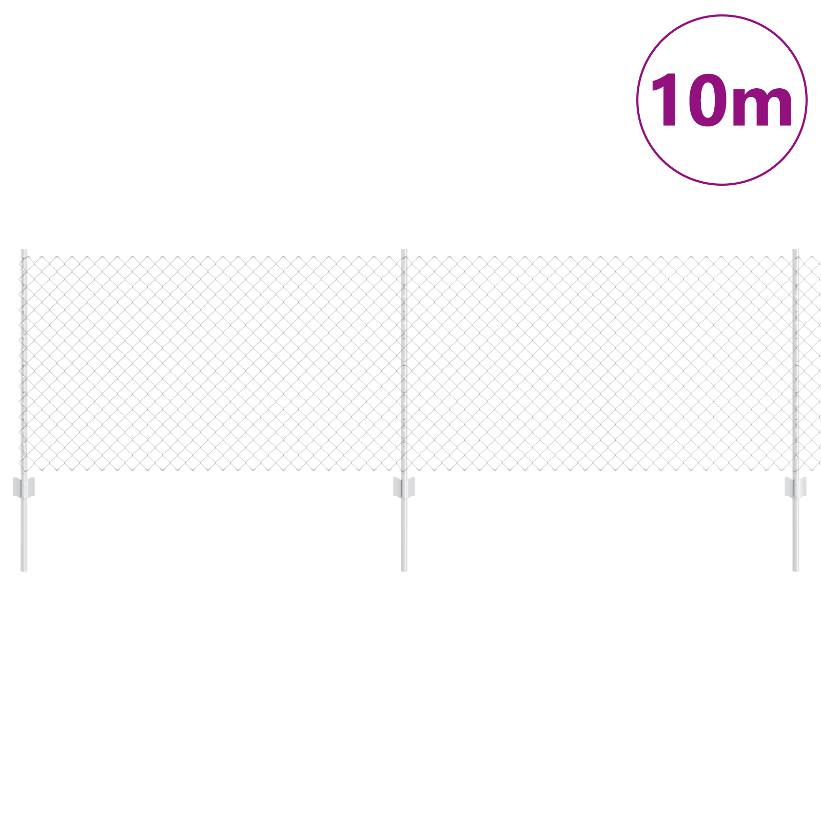 Recinzione a Maglie con 10 Post U Argento 0.8x10 m Acciaio