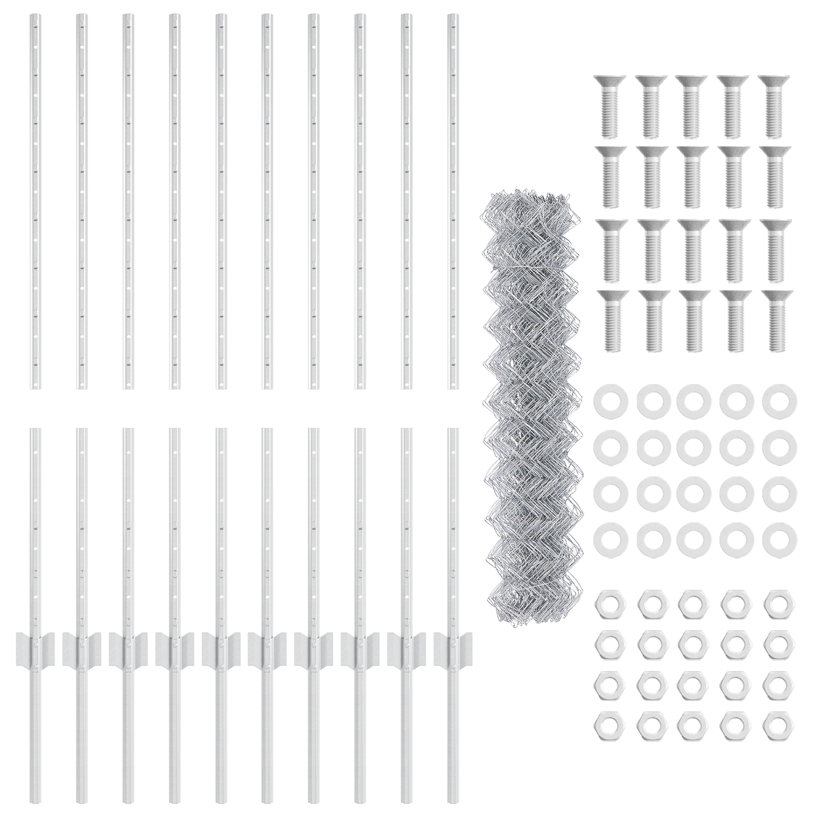 Recinzione in Catena di con 20 Post U Argento 1x10 m in Acciaio