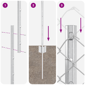 Recinzione a Catena con 20 U Post Argento 1,2x10 m Acciaio