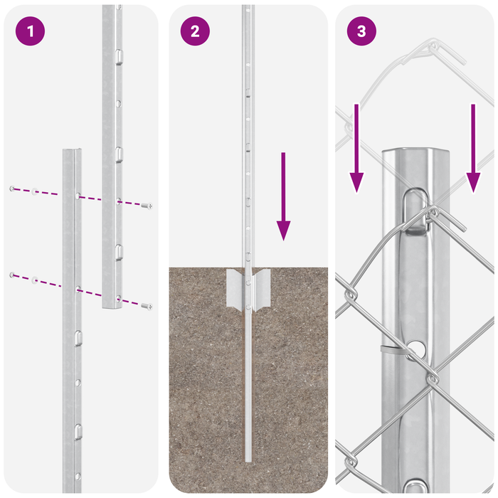 Recinzione a Catena con 20 U Post Argento 1,2x10 m Acciaio