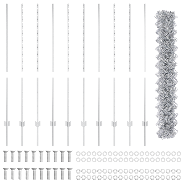Recinzione a Maglie con 20 Post U Argento 1.4x10 m Acciaio