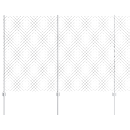 Recinzione a Maglie di Catena con 20 Poste U Argento 1,5x10 m Acciaio