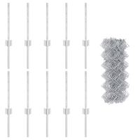 Recinzione in Catena con 10 Pali U Argento 0.4x10 m Acciaio