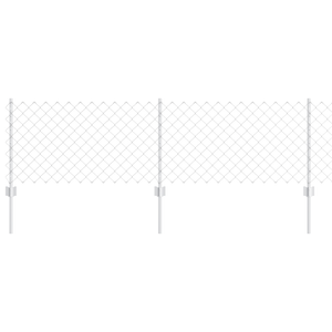 Recinzione a Rete con 10 Pali U Argento 0.6x10 m Acciaio